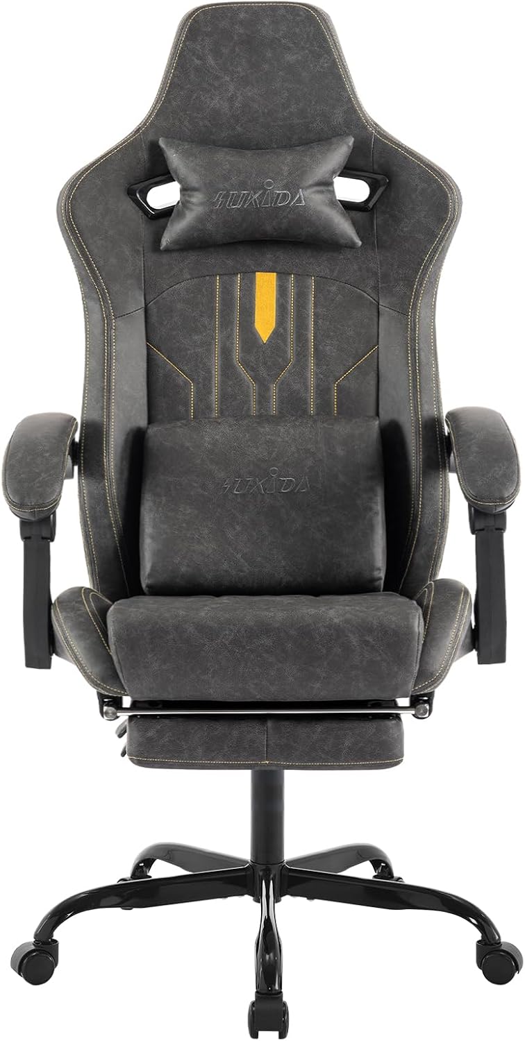 Video Games - Gaming-Stuhl mit Fußstütze, ergonomischer Computerstuhl mit